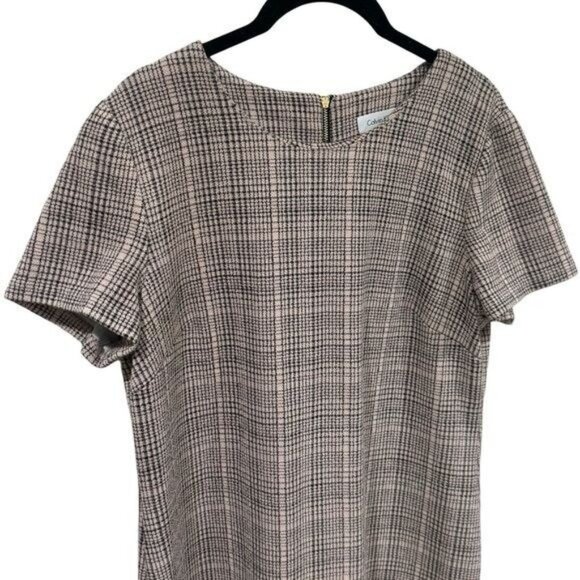 Calvin Klein Mauve and Black Striped Short Sleeve Midi Dress Career Capsule S/M - Picture 3 of 10